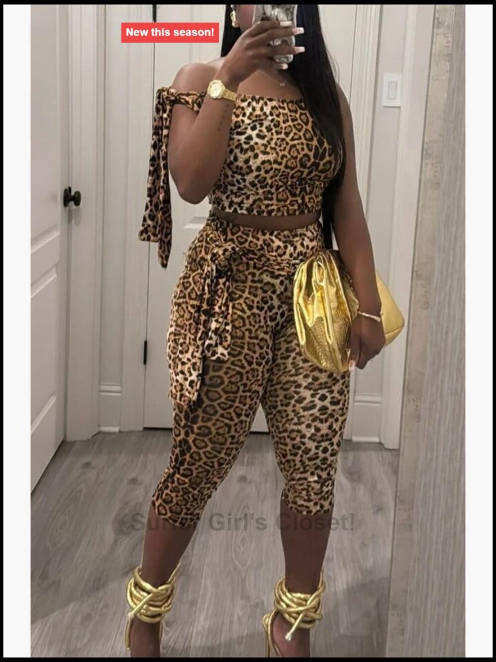 Sleeveless Leopard Print Crop Top Bodycon Pant Set with Lace Y2K Club Tracksuit - Picture 5 of 6